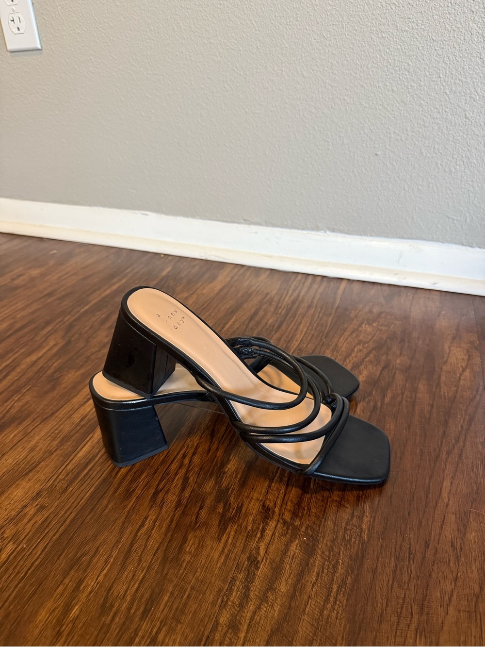 “A new day” Black Strappy Block Heel Sandals - Women